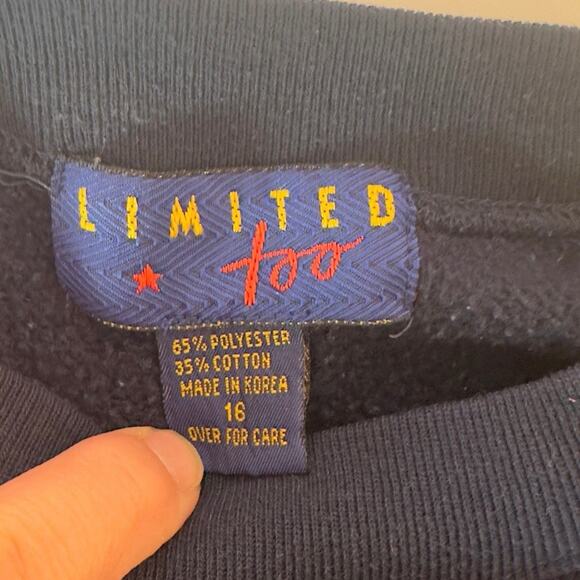 Vtg 90s Limited Too Crewneck Sweatshirt Size 16 Preppy Crest Academia Embroider - Picture 4 of 7